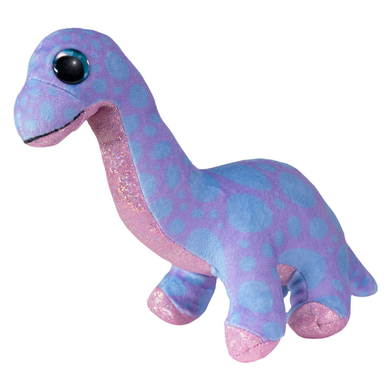 Load image into Gallery viewer, Lumo stars knuffel dino brontosaur paars 15cm pluche speelgoed.
