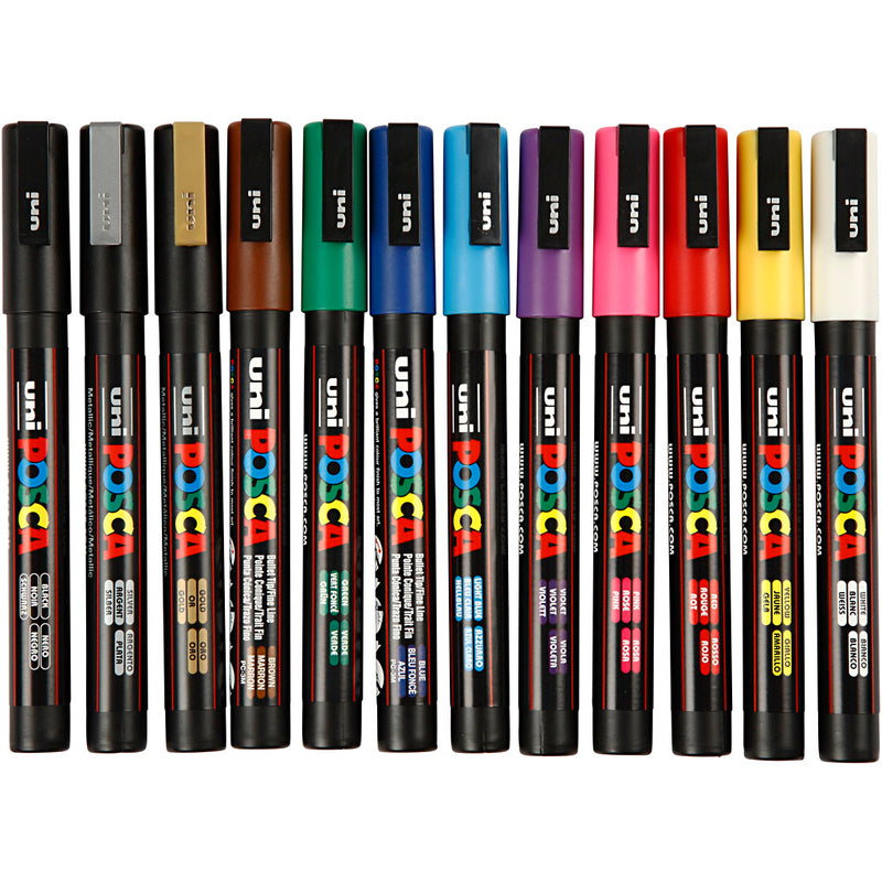 Afbeelding laden in galerijviewer, Https: www.cchobby.nl posca-marker-afm-pc-3m-lijndikte-0-9-1-3-mm-fijn-diverse-kleuren-12-stuk-1-doos