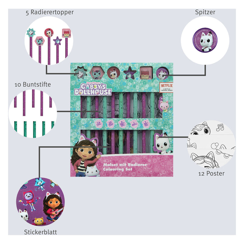 Load image into Gallery viewer, Undercover kleurset met gummen gabby's poppenhuis, 29dlg.