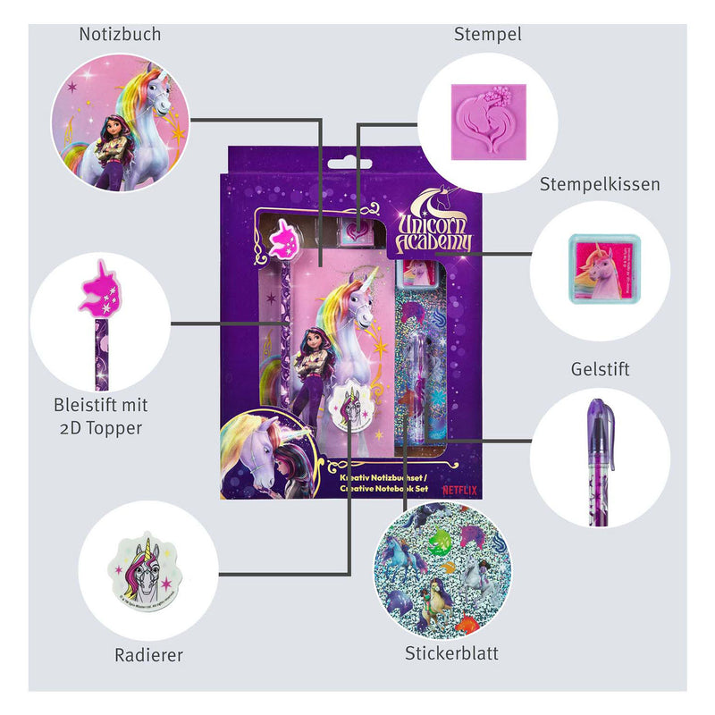 Afbeelding laden in galerijviewer, Undercover unicorn academy creatieve set met notitieboek, 8dlg