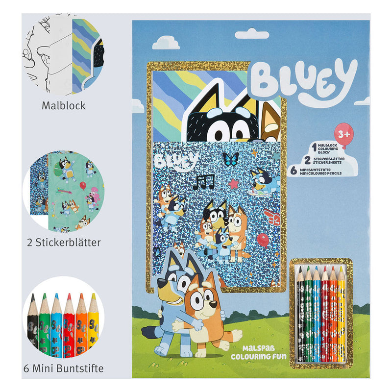 Load image into Gallery viewer, Undercover kleurblok bluey met kleurpotloden en stickers