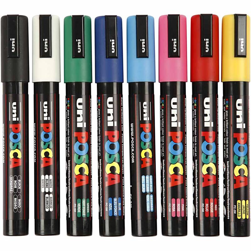 Load image into Gallery viewer, Http: www.cchobby.nl posca-marker-afm-pc-5m-lijndikte-2-5-mm-medium-diverse-kleuren-8-stuk-1-doos