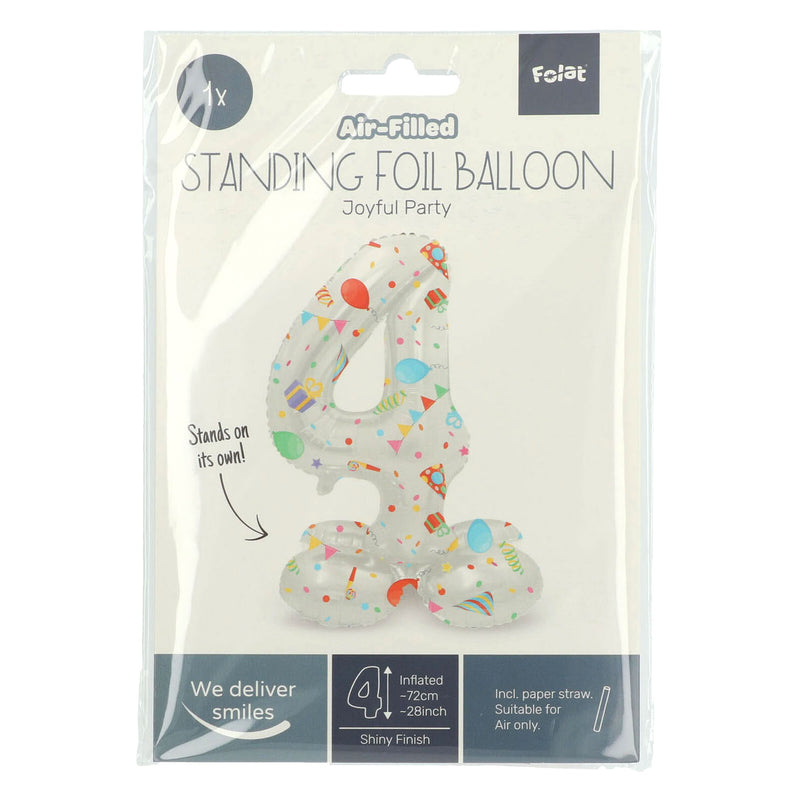 Load image into Gallery viewer, Folat bv staande folieballon joyful party cijfer 4 -72cm