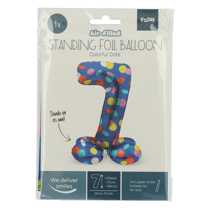 Load image into Gallery viewer, Folat bv staande folieballon colorful dots cijfer 7 - 72cm