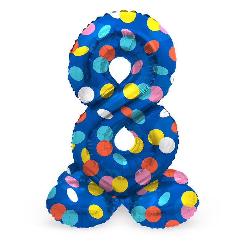 Load image into Gallery viewer, Folat bv staande folieballon colorful dots cijfer 8 - 72cm