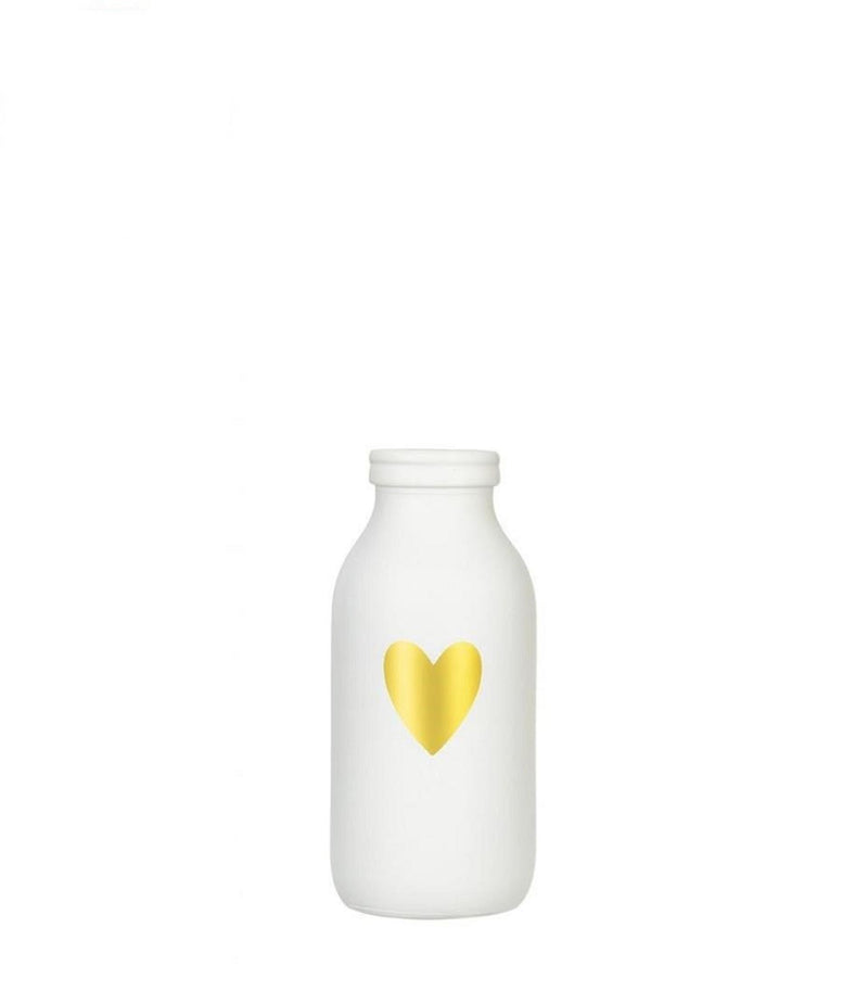 Load image into Gallery viewer, Ideas 4 seasons fles vaas glas wit met gouden hart ã˜4.8xh10,4cm