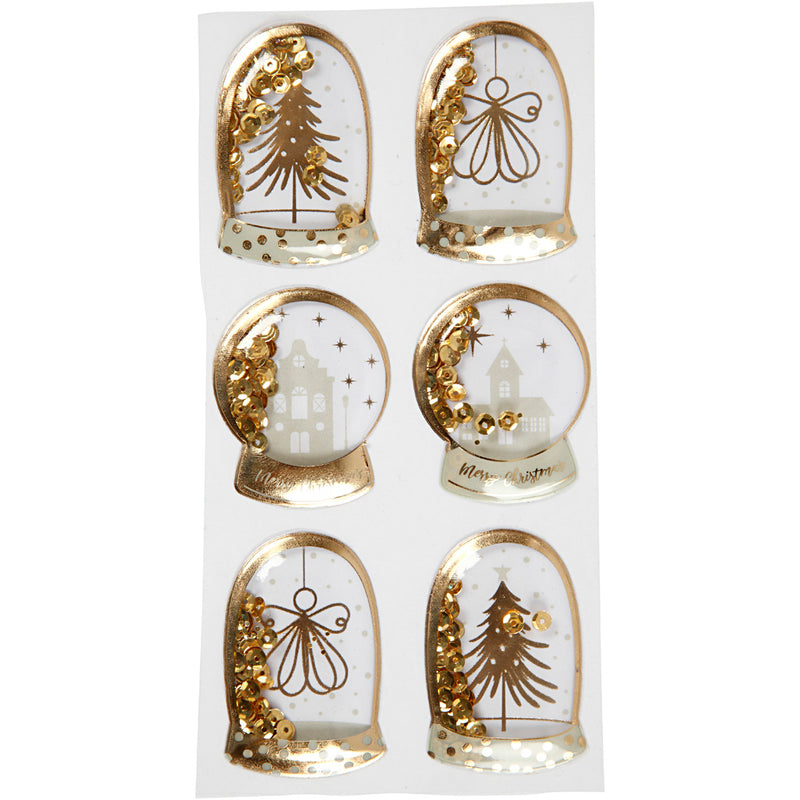Afbeelding laden in galerijviewer, Https: www.cchobby.nl shaker-stickers-engel-boom-en-huizen-afm-49x32-45x36-mm-goud-6-stuk-1-doos