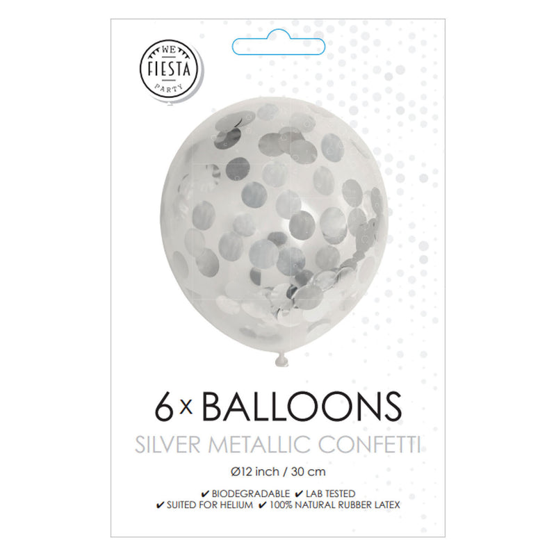 Load image into Gallery viewer, Globos confetti ballonnen papieren confetti metallic zilve 30cm, 6st.