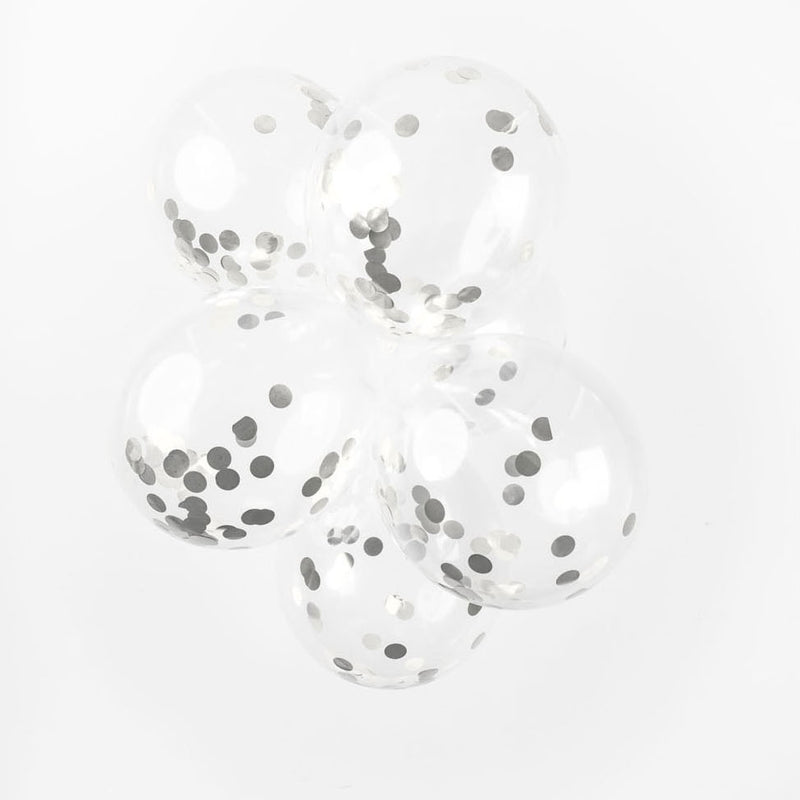 Load image into Gallery viewer, Globos confetti ballonnen papieren confetti metallic zilve 30cm, 6st.