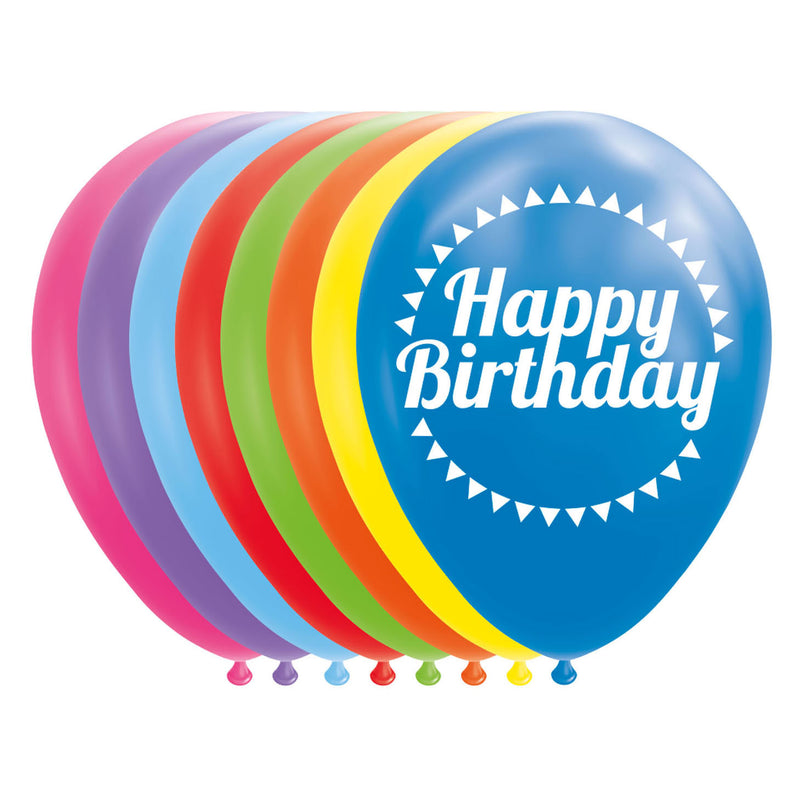 Load image into Gallery viewer, Globos ballonnen happy birthday mix kleuren 30cm, 8st.
