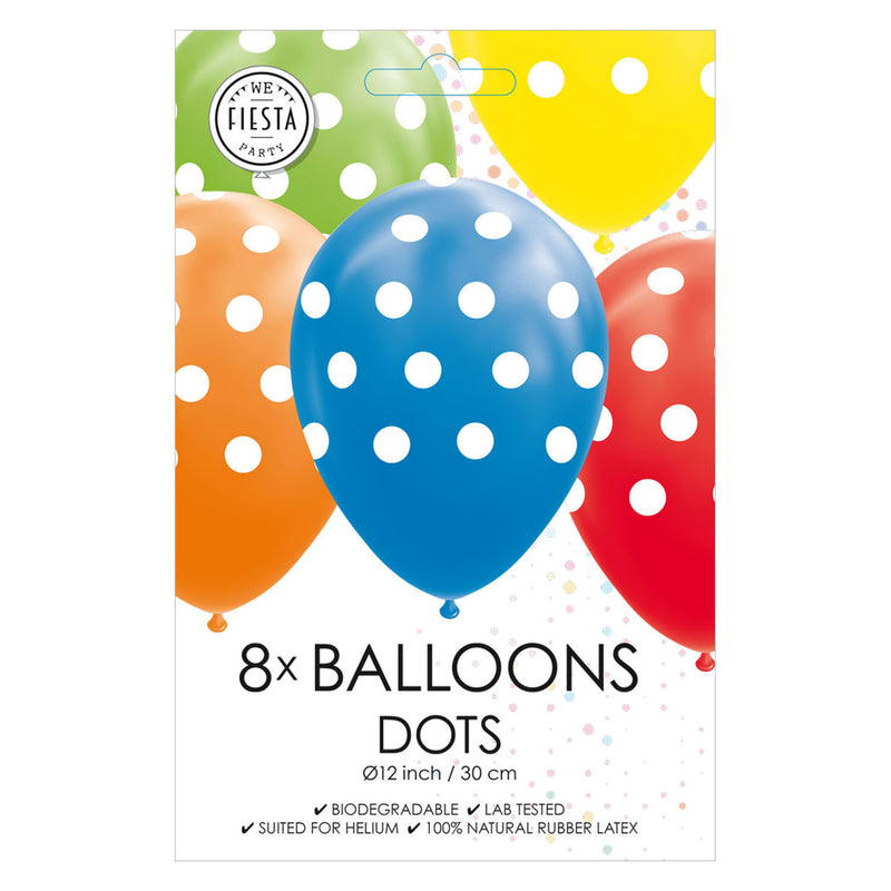 Load image into Gallery viewer, Globos ballonnen stippen mix kleuren 30cm, 8st.