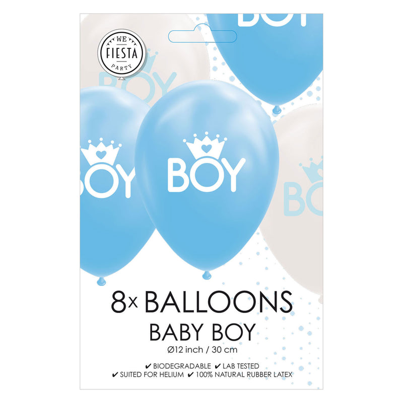 Load image into Gallery viewer, Globos ballonnen zoon baby blauw wit 30cm, 8st.