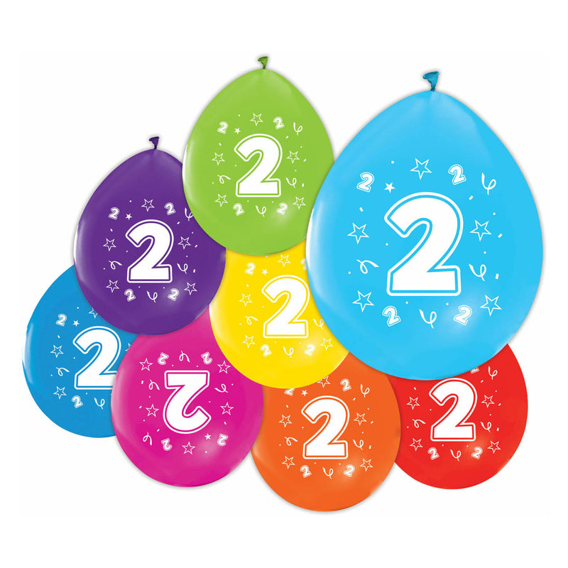 Load image into Gallery viewer, Globos ballonnen 2-zijdig geprint cijfer 2, 8st.