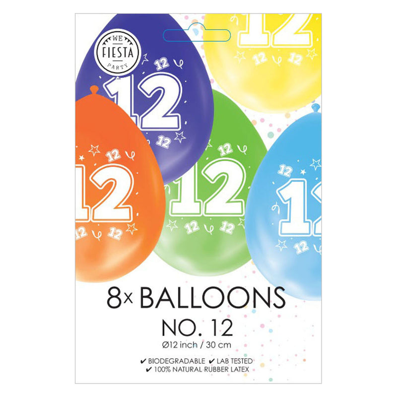 Load image into Gallery viewer, Globos ballonnen 2-zijdig geprint cijfer 12, 8st.