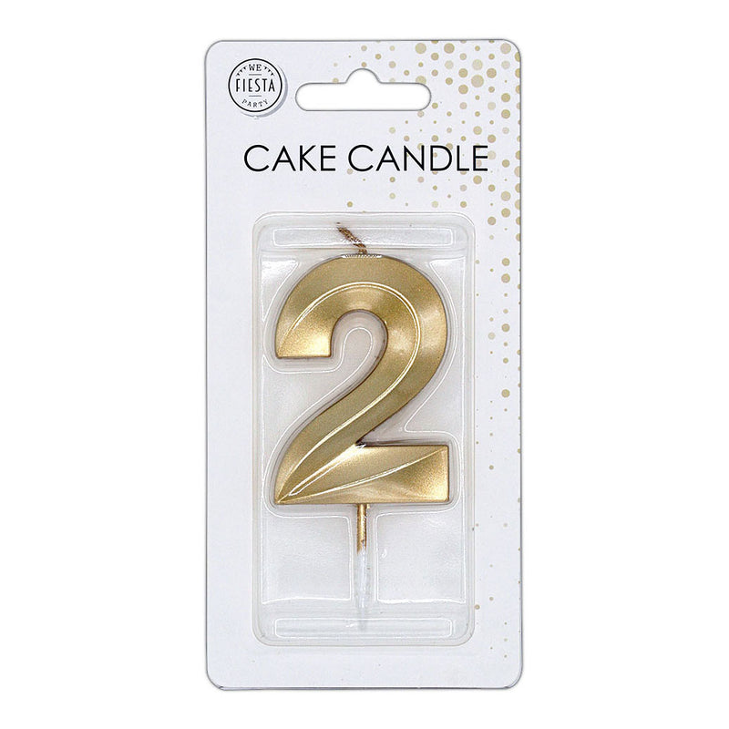 Afbeelding laden in galerijviewer, Globos taartkaars 6cm metallic goud no. 2