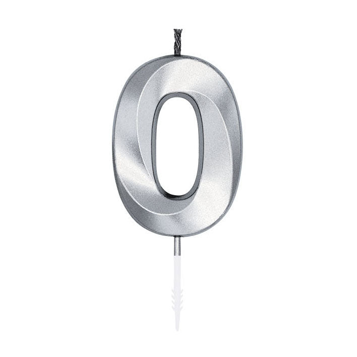 Afbeelding laden in galerijviewer, Globos taartkaars 6cm metallic zilver no.0