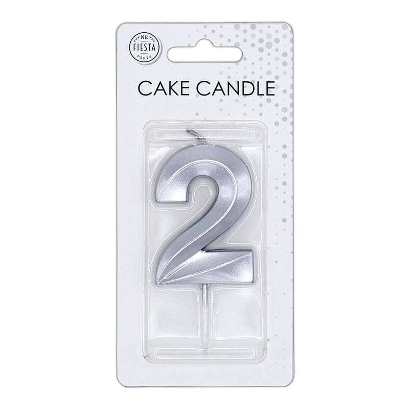 Afbeelding laden in galerijviewer, Globos taartkaars 6cm metallic zilver no.2