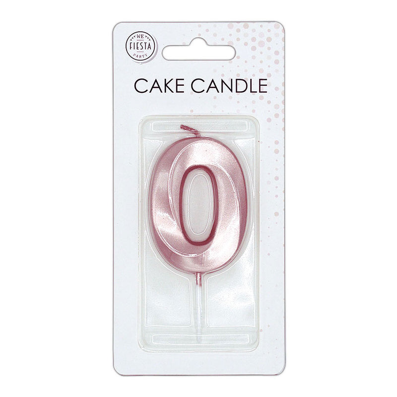 Afbeelding laden in galerijviewer, Globos taartkaars 6cm metallic rose goud no. 0