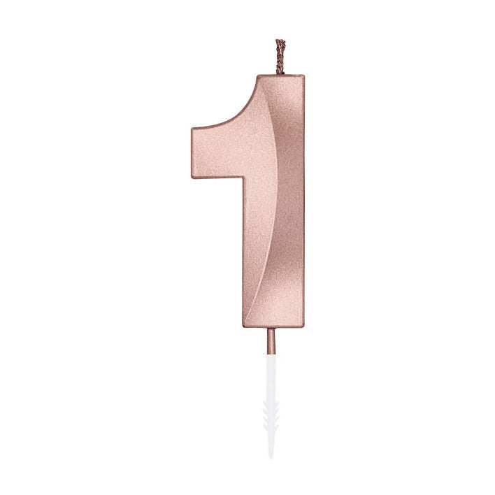 Afbeelding laden in galerijviewer, Globos taartkaars 6cm metallic rose goud no. 1