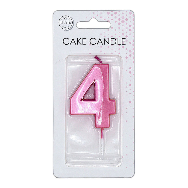 Afbeelding laden in galerijviewer, Globos taartkaars 6cm metallic licht roze no. 4