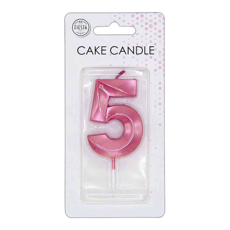 Afbeelding laden in galerijviewer, Globos taartkaars 6cm metallic licht roze no. 5
