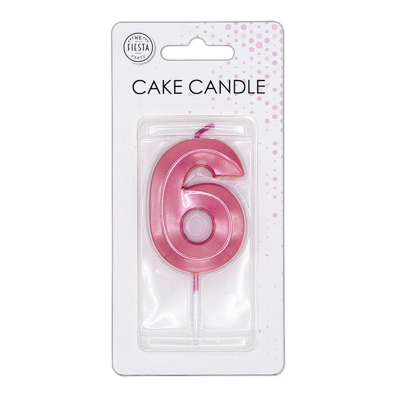 Afbeelding laden in galerijviewer, Globos taartkaars 6cm metallic licht roze no. 6