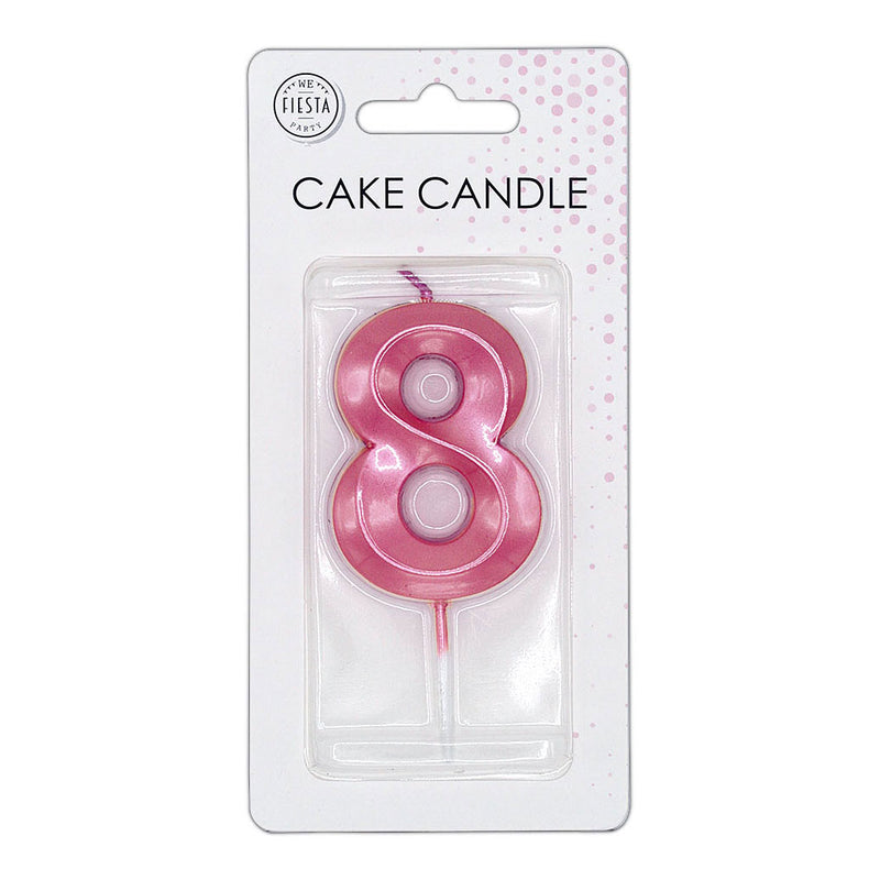 Afbeelding laden in galerijviewer, Globos taartkaars 6cm metallic licht roze no. 8