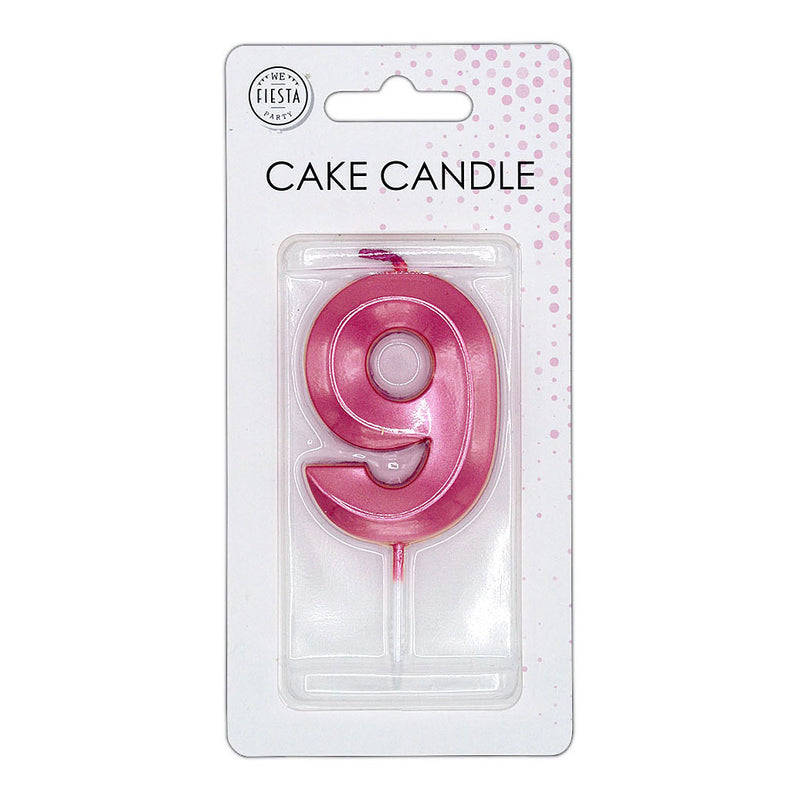 Afbeelding laden in galerijviewer, Globos taartkaars 6cm metallic licht roze no. 9