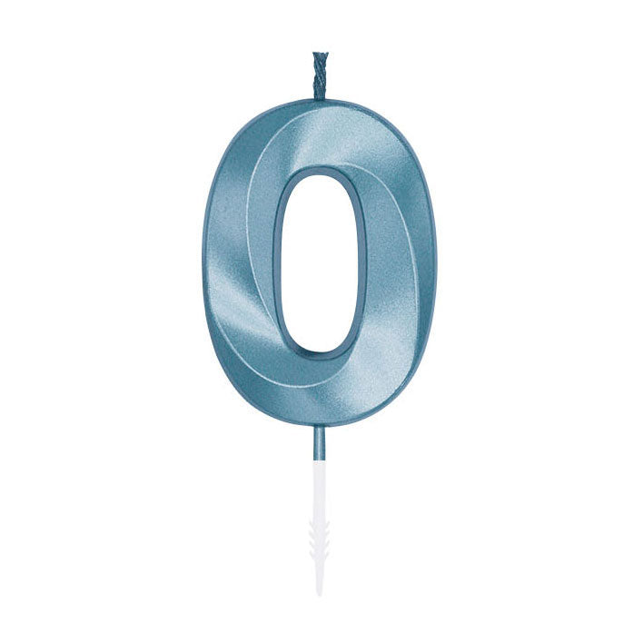 Afbeelding laden in galerijviewer, Globos taartkaars 6cm metallic licht blauw no. 0