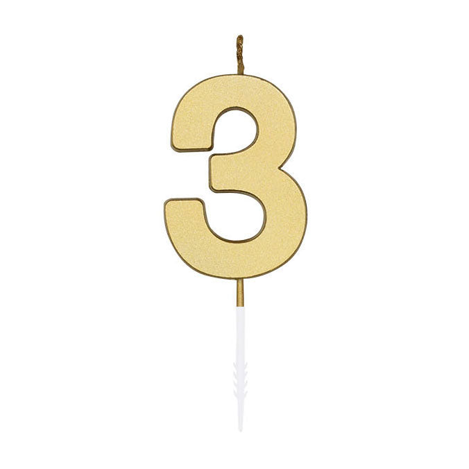 Afbeelding laden in galerijviewer, Globos taartkaars 4,5cm metallic goud no. 3