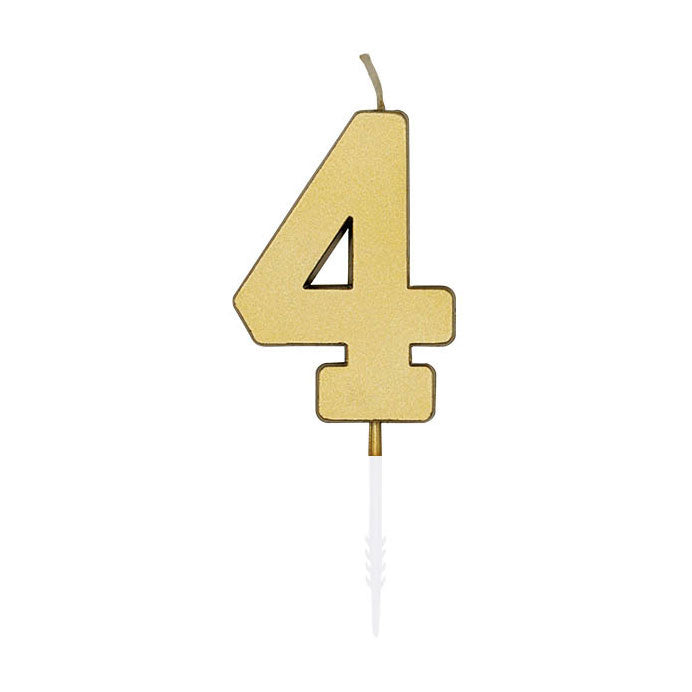 Afbeelding laden in galerijviewer, Globos taartkaars 4,5cm metallic goud no. 4