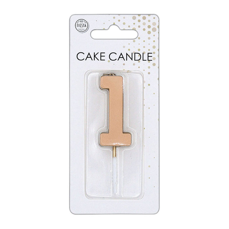 Afbeelding laden in galerijviewer, Globos taartkaars 4,5cm metallic rose goud no. 1