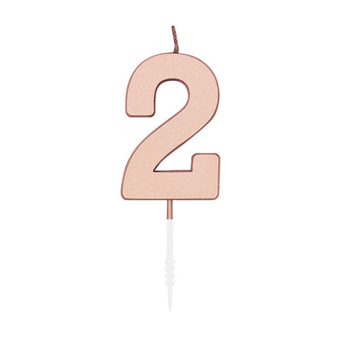 Afbeelding laden in galerijviewer, Globos taartkaars 4,5cm metallic rose goud no. 2