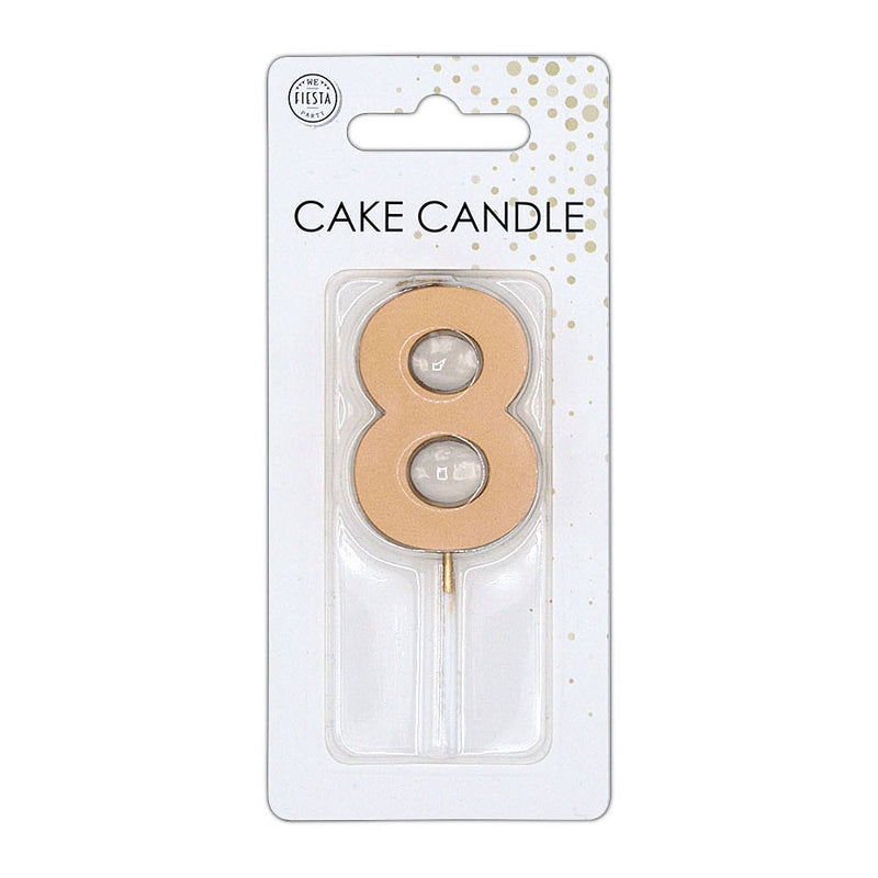Afbeelding laden in galerijviewer, Globos taartkaars 4,5cm metallic rose goud no. 8