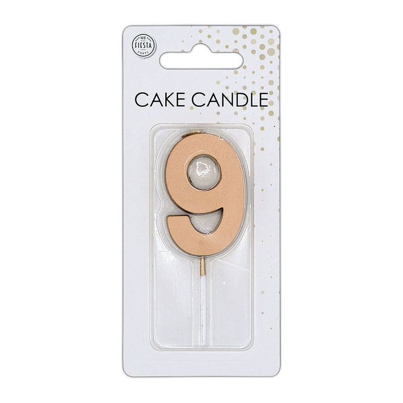 Afbeelding laden in galerijviewer, Globos taartkaars 4,5cm metallic rose goud no. 9
