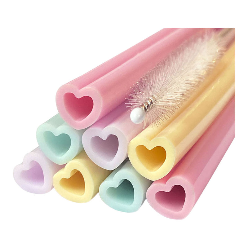 Afbeelding laden in galerijviewer, Globos silicone rietjes herbruikbaar watercolors hearts - 8st.