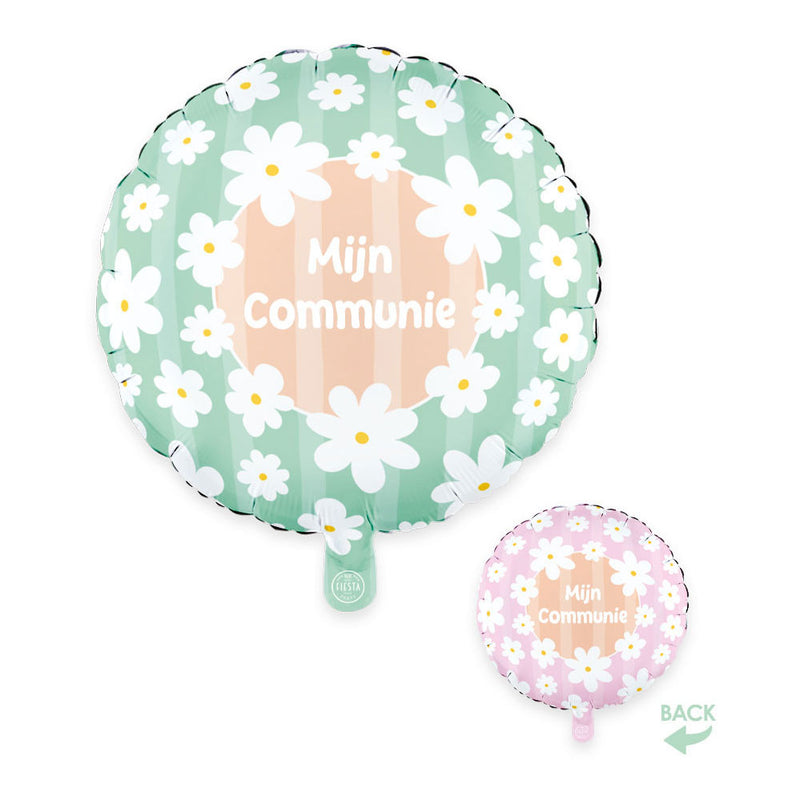 Afbeelding laden in galerijviewer, Globos folieballon 18 inch rond madeliefjes mijn communie