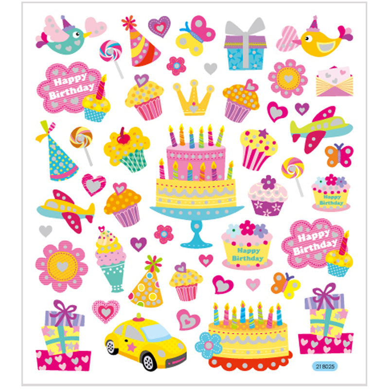 Load image into Gallery viewer, Https: www.cchobby.nl stickers-verjaardag-vel-15x16-5-cm-ca-49-stuk-1-vel