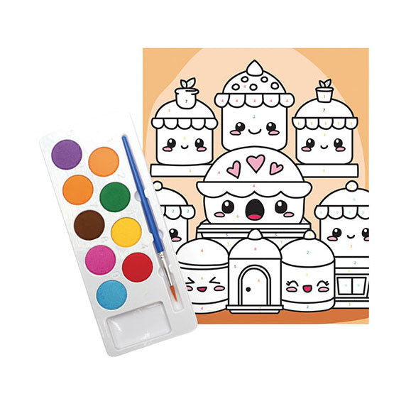 Load image into Gallery viewer, Graine creative graine schilderen op nummer set kawaii cakes - incl. acrylverf en penseel