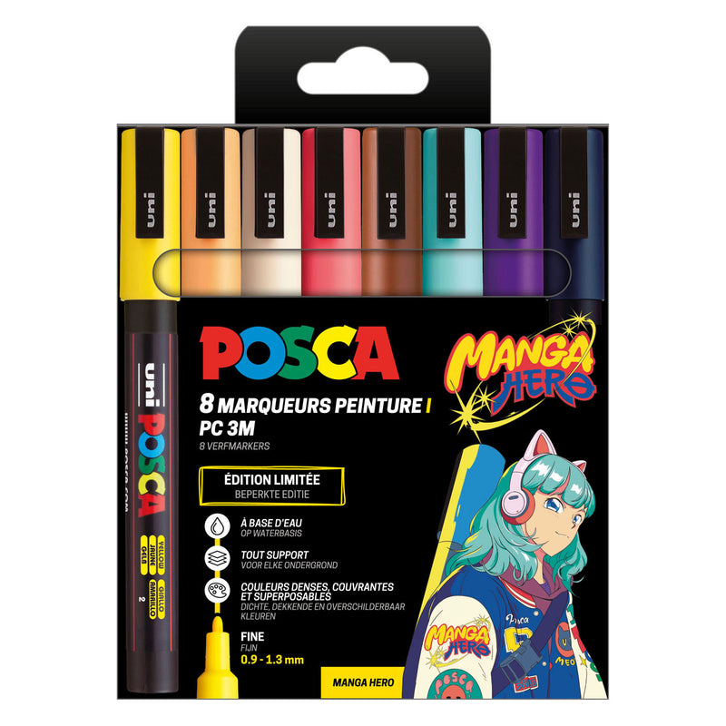Load image into Gallery viewer, Uni posca markers pc3m set manga hero - 8st.