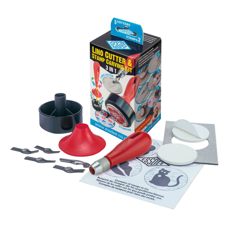 Load image into Gallery viewer, Essdee 3-in-1 linostempel snijset - 5 snijbladen