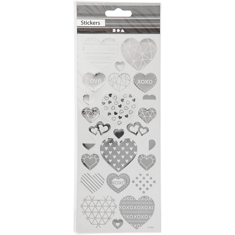 Afbeelding laden in galerijviewer, Https: www.cchobby.nl stickers-harten-vel-10x24-cm-ca-25-stuk-zilver-1-vel