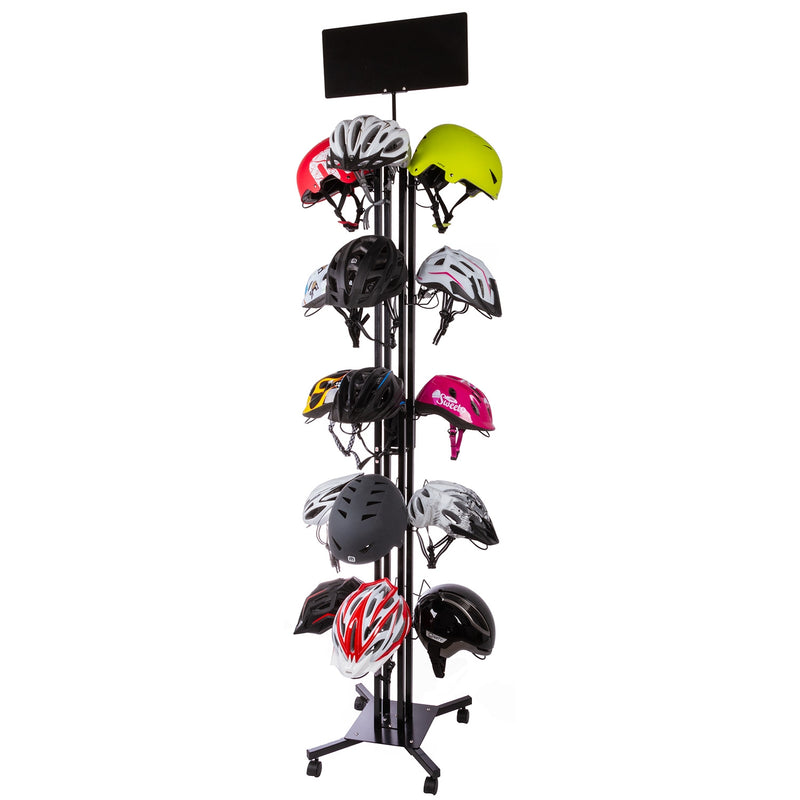 Load image into Gallery viewer, Verrijdbaar helmhaak display voor 20 fietshelmen