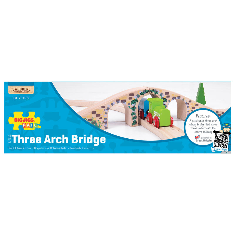 Load image into Gallery viewer, Bigjigs houten rails - brug met 3 bogen