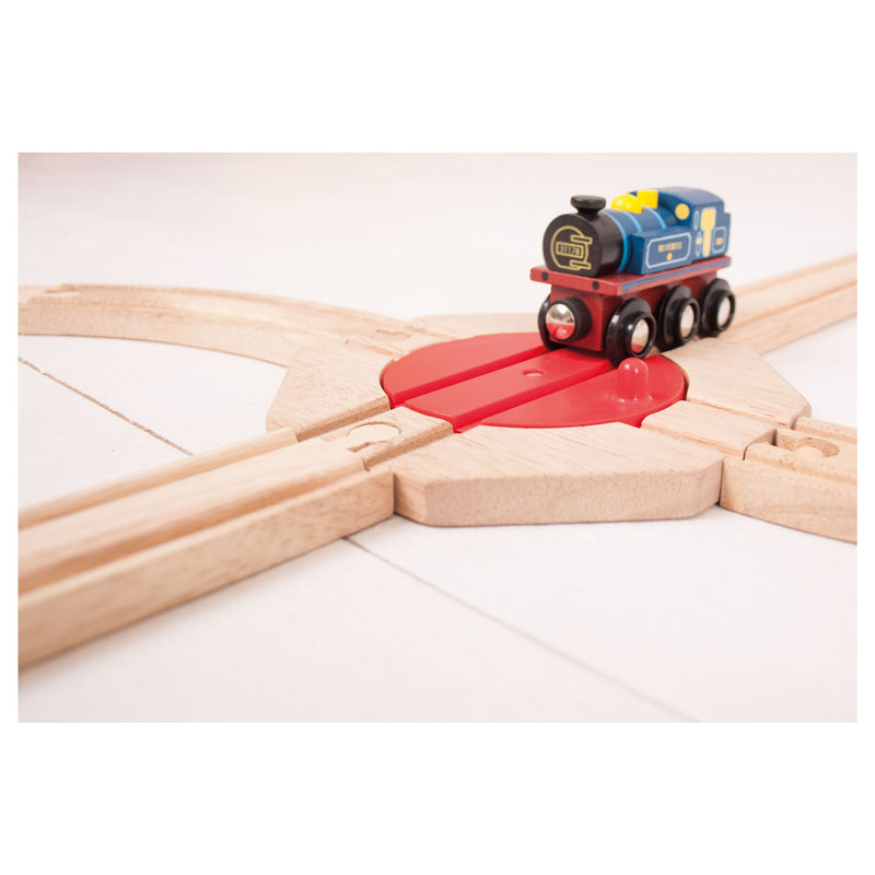 Load image into Gallery viewer, Bigjigs houten rails - 4-richting draaiplateau