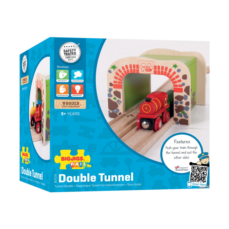 Load image into Gallery viewer, Bigjigs houten rails - dubbelspoor tunnel
