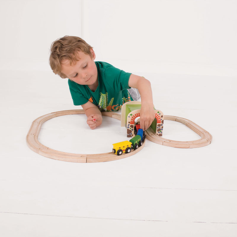 Load image into Gallery viewer, Bigjigs houten rails - dubbelspoor tunnel