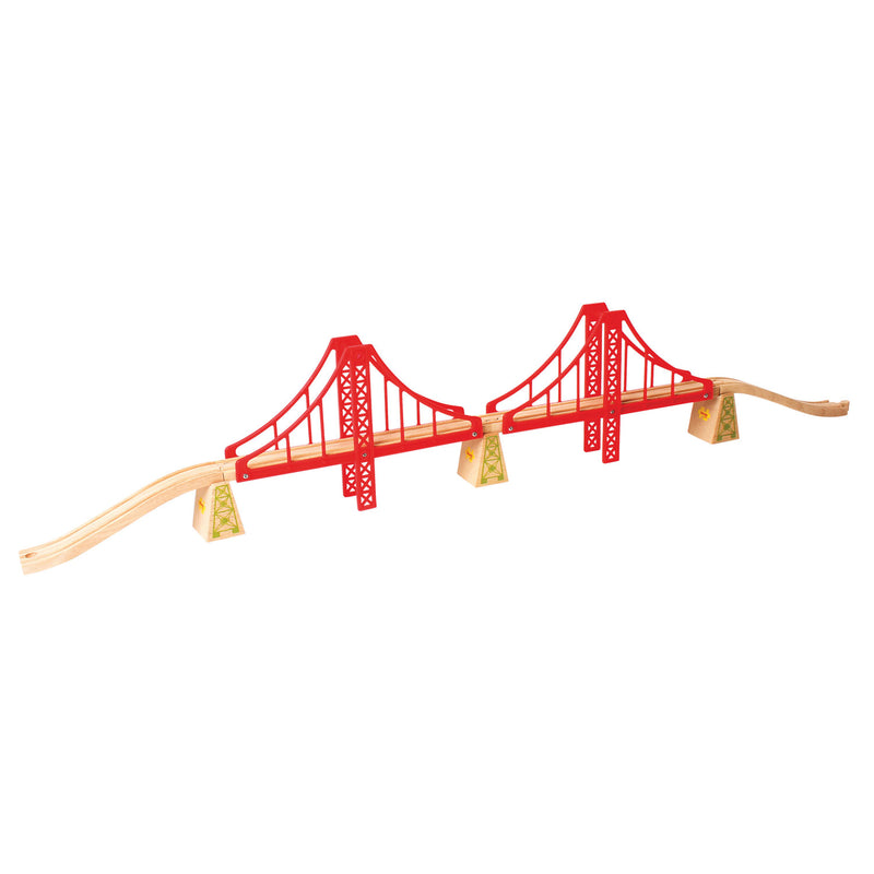 Load image into Gallery viewer, Bigjigs houten rails - dubbele hangbrug, 7dlg.