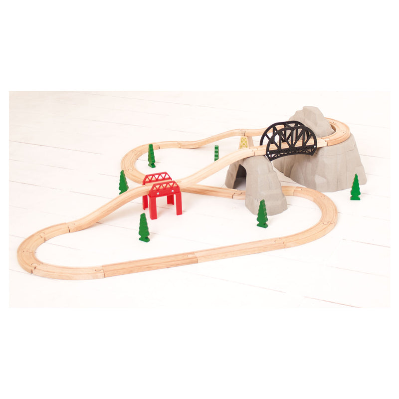 Load image into Gallery viewer, Bigjigs houten rails - rocky mountain uitbreidingsset, 12dlg.