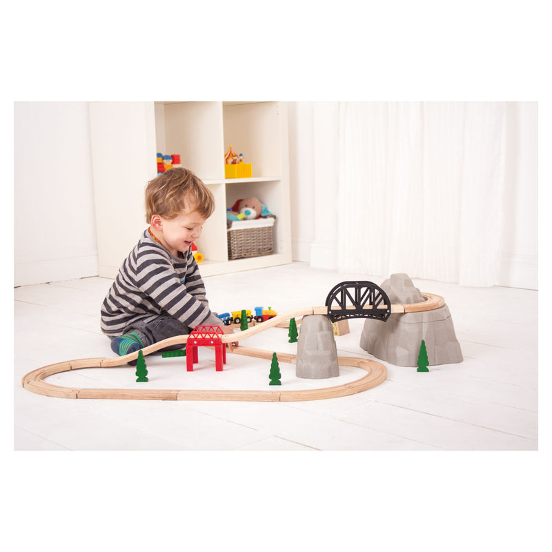Load image into Gallery viewer, Bigjigs houten rails - berg, rails en kleine berg